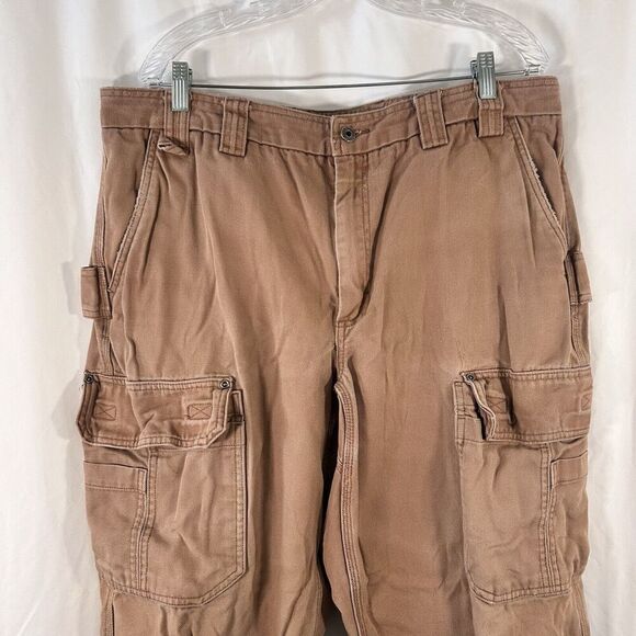Duluth Cargo Pants Men's 40x32 Brown Canvas Button Zip 100% Cotton - Picture 2 of 13